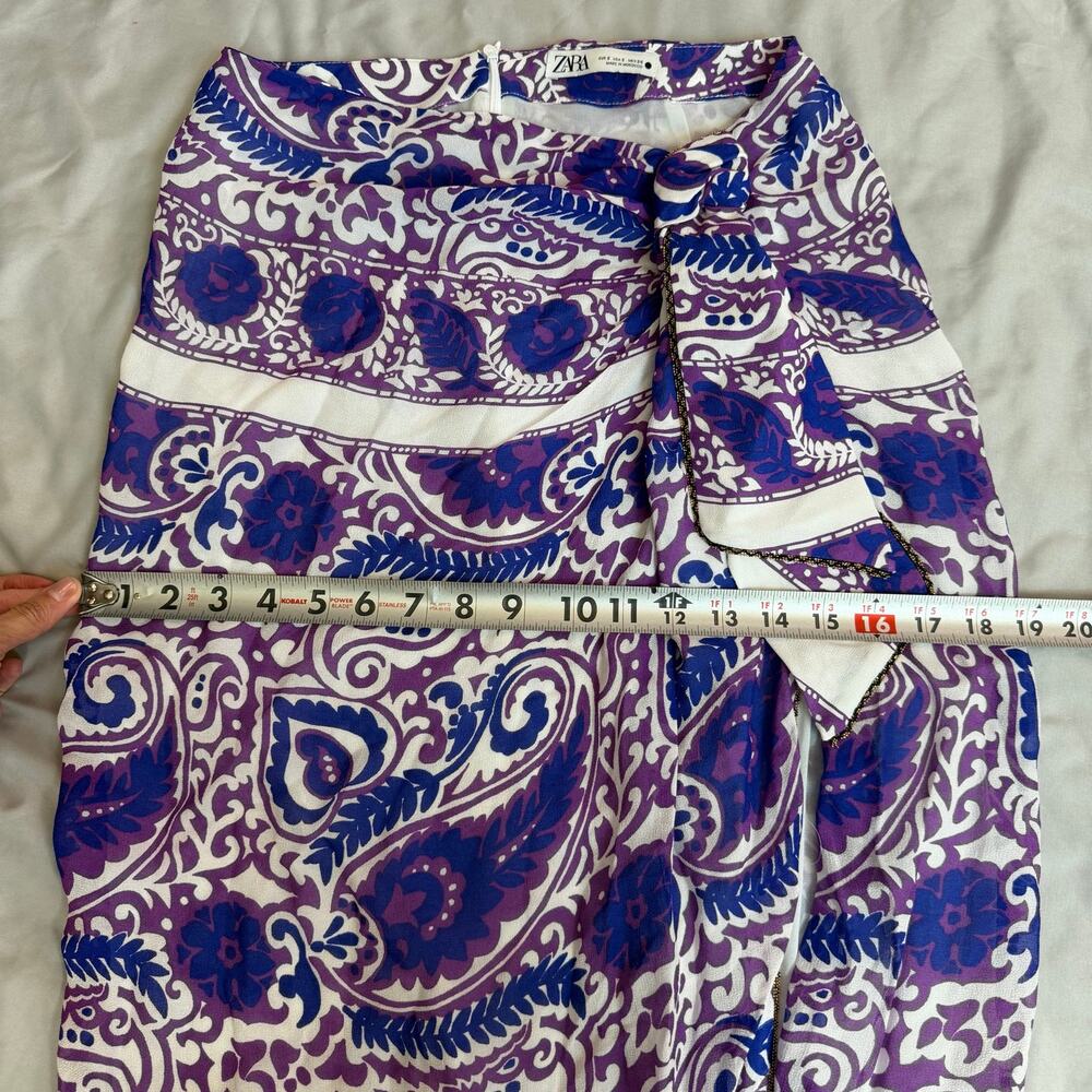 Zara Purple Blue Paisley Wrap Sarong Swimsuit Cover Up Skirt S - Picture 11 of 14